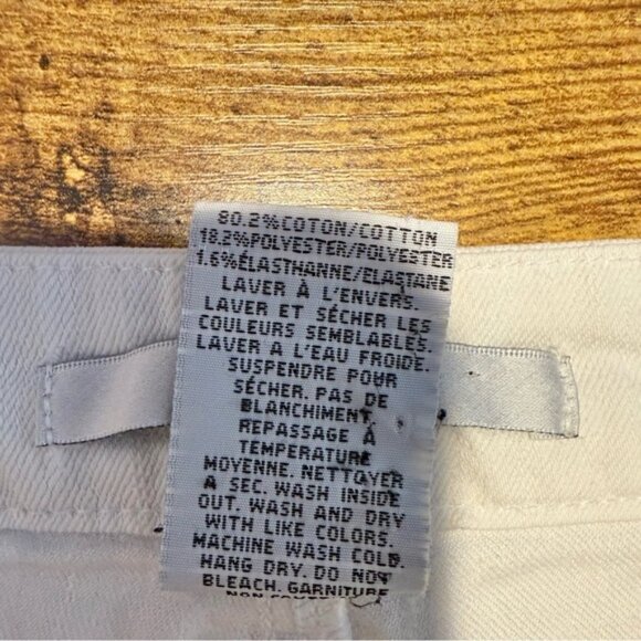 SIMON CHANG Straight Leg White Denim Jeans Embroidered Pockets Cigarette Pants - Picture 16 of 16